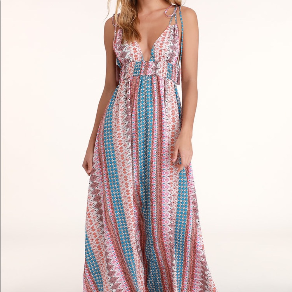Lulu’s Maxin' Relaxin' Multi Print Maxi Dress